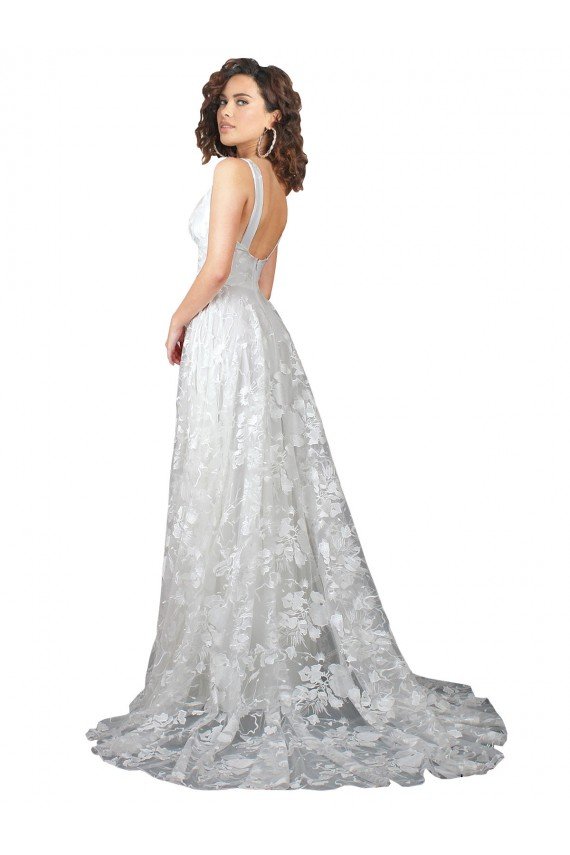 Sydney Plunging V-Neckline Wedding Dress with Slit