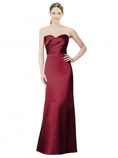 Sydney Strapless Satin Bridesmaid Dress with Asymmetrical Draped Bodice