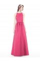 Sydney Jewel Neck Keyhole Back Sleek Long Satin Bridesmaid Dress
