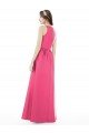 Sydney Jewel Neck Keyhole Back Sleek Long Satin Bridesmaid Dress