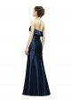 Long Strapless Satin Bridesmaid Dress with Pleated Cuff Neckline