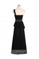 Long One Shoulder Satin Bridesmaid Dress with Bow Ties