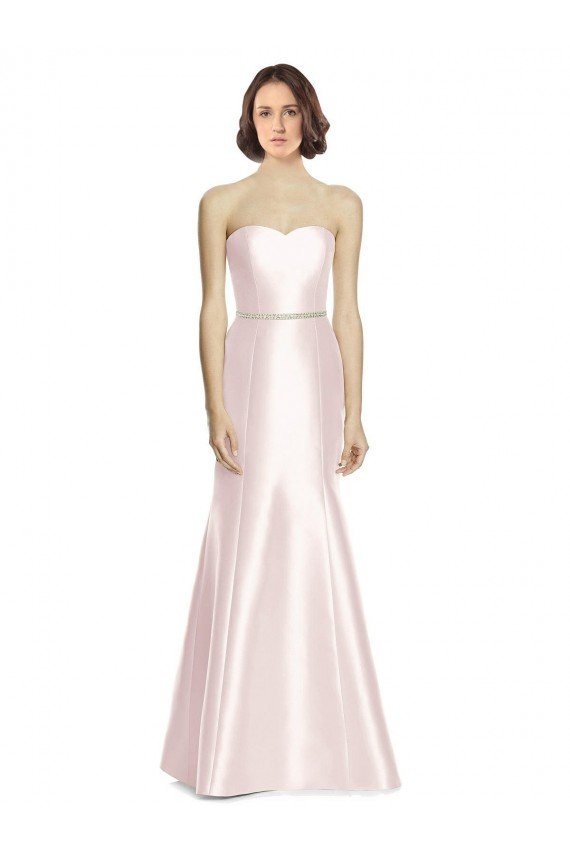 Sydney Long Sweetheart Satin Bridesmaid Dress with Slim Beaded Sash