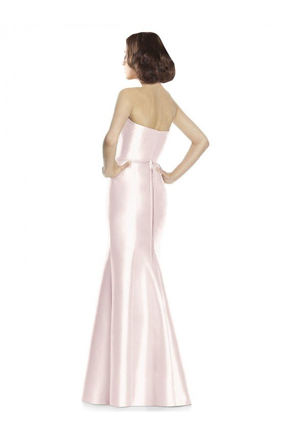 Sydney Long Sweetheart Satin Bridesmaid Dress with Slim Beaded Sash