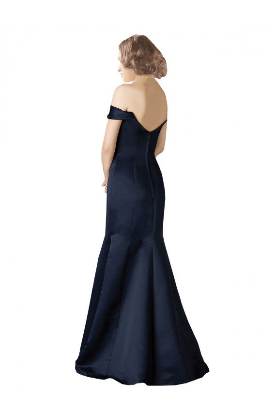 Sydney Fit and Flare Satin Bridesmaid Dress / Prom Dress with Off the Shoulder Neckline