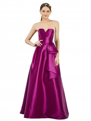 Sydney Sleeveless V-Neck Long Satin Bridesmaid Dress / Prom Dress with Bow Waist