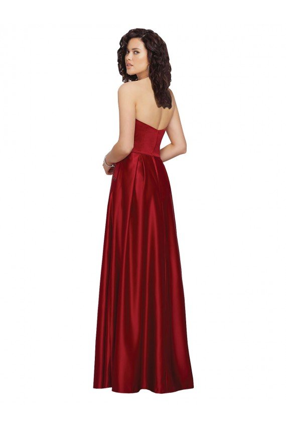 Sydney Strapless Satin Bridesmaids Dress with Beaded Pocket and Soft Pleating