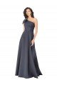 Rouched One Shoulder Floor Length Formal Satin Bridesmaid Dress / Prom Dress with Bow