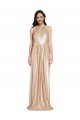 Sydney Floor Length Halter Neck Sparkling Formal Sequin Bridesmaid Dress / Prom Dress with Pleats