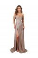 Sydney Strapless Scoop Neck Off the Shoulder Long Formal Sequin Bridesmaid Dress / Prom Dress with High Slit