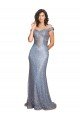 Sydney Off the Shoulder Sweetheart Neckline Formal Sequin Bridesmaid Dress / Prom Dress with Thigh High Slit