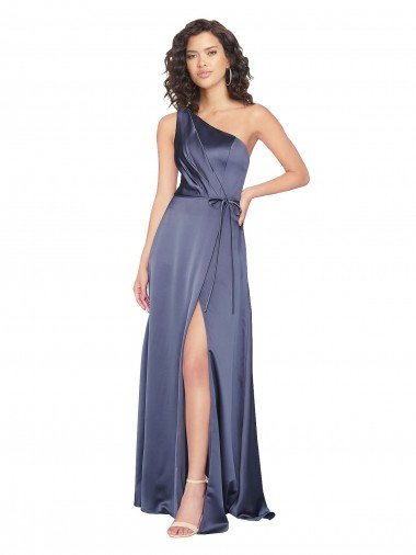 Sydney Draped Formal Silky Satin Bridesmaid Dress / Prom Dress with Tied Waist