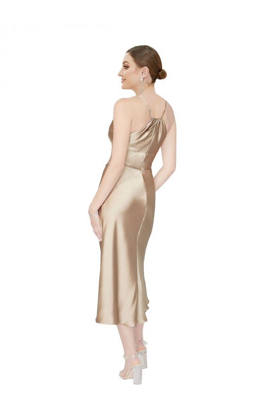 Sydney Empire Waist Formal Silky Satin Cocktail Midi Bridesmaid Dress / Prom Dress