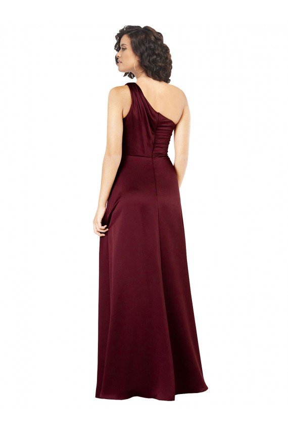 Sydney One Shoulder Formal Silky Satin Bridesmaid Dress / Prom Dress with Subtle Pleats