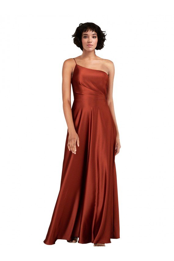 Sydney Sophisticated One Shoulder Formal Silky Satin Bridesmaid Dress / Prom Dress with Full Skirt