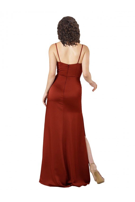 Sydney Floor-Length Formal Silky Satin Bridesmaid Dress / Prom Dress with Skirt Slit