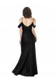 Sydney Off the Shoulder Sleeves Formal Silky Satin Bridesmaid Dress / Prom Dress with Skirt Slit