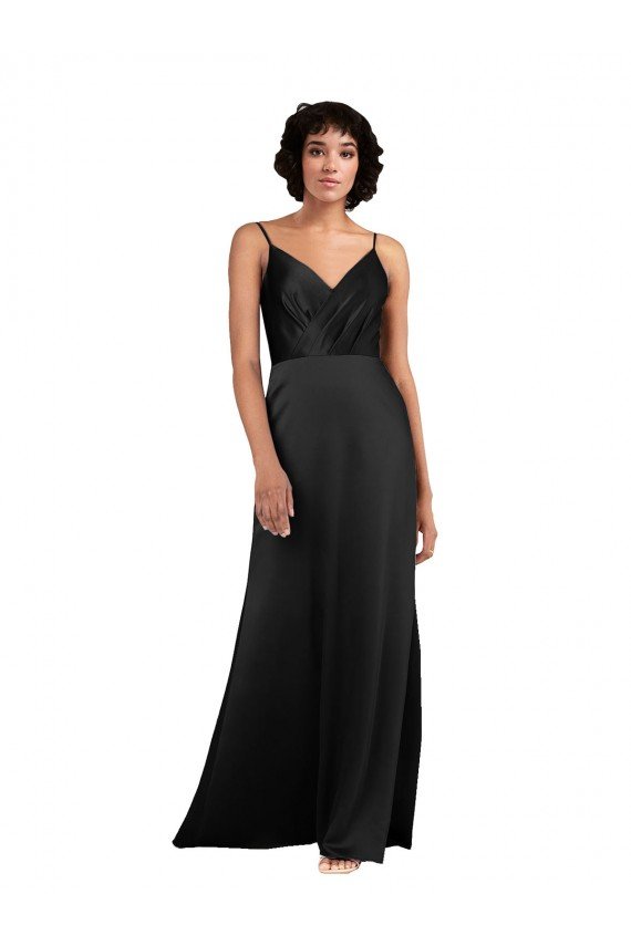 Sydney Full Length V-Neckline Formal Silky Satin Bridesmaid Dress / Prom Dress with Spaghetti Straps
