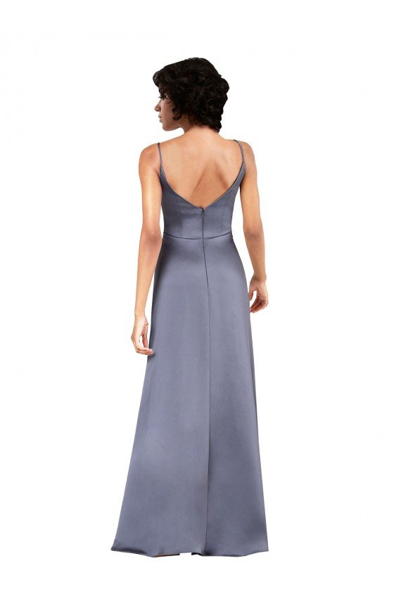Sydney Full Length V-Neckline Formal Silky Satin Bridesmaid Dress / Prom Dress with Spaghetti Straps