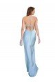 Sydney Open Back with Ties Cowl Neck Sheath Formal Silky Satin Long Bridessmaid Dress
