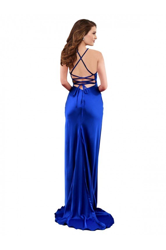 Sydney Open Back Cowl Neck Long Formal Silky Satin Bridesmaid Dress / Prom Dress