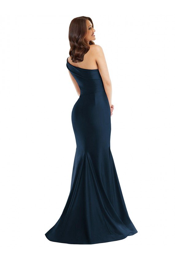 Sydney Bias-Cuff One Shoulder Formal Silky Satin Mermaid Bridesmaid Dress / Prom Dress with Side Slit