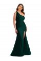 Sydney Cascading Bow One Shoulder Formal Silky Satin Mermaid Bridesmaid Dress / Prom Dress with Front Slit
