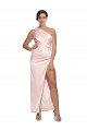 Sydney One Shoulder Full Length Long Silky Satin Bridesmaid Dress / Prom Dress with Thigh Split