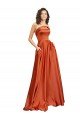 Sydney Strapless Sweep Train Formal Silky Satin Bridesmaid Dress / Prom Dress with Pleats