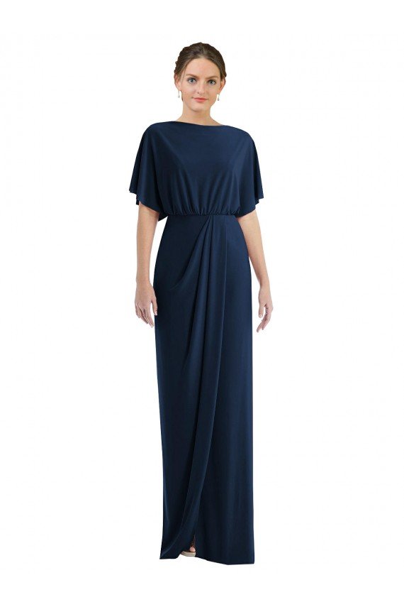 Sydney Open Back Short Sleeves Draped Tulip Skirt Maxi Spandex Bridesmaid Dress / Prom Dress