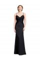 Sydney Long Chiffon Bridesmaid Dress / Prom Dress with Lace Bodice and Curved V-Neckline