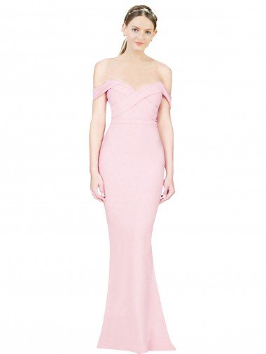 Sydney Full Length Off the Shoulder Bridesmaid Dress / Prom Dress with Twist Front