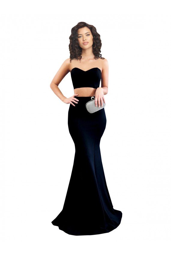 Sydney Two Piece High Neck Formal Crepe Bridesmaid Dress / Prom Dress