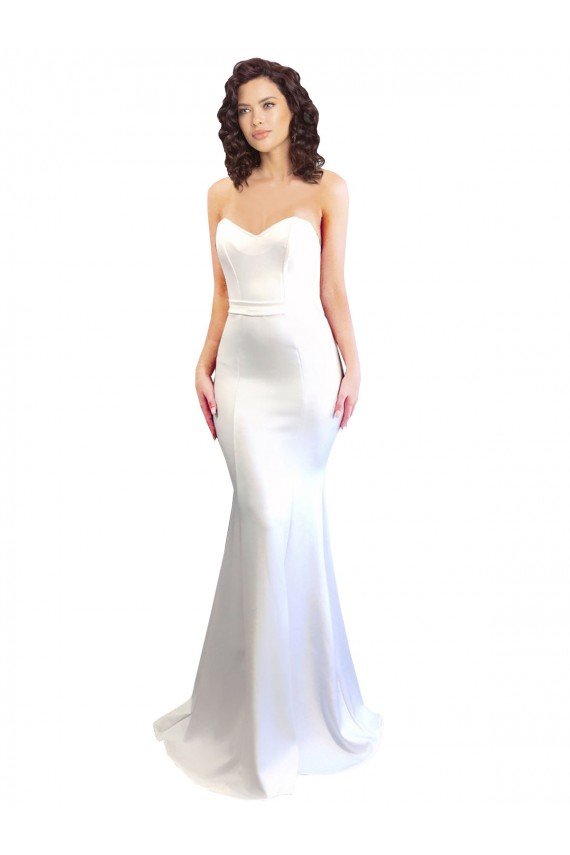 Sydney Sweetheart Strapless High Neck Long Formal Crepe Bridesmaid Dress / Prom Dress