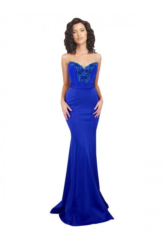 Sydney Sweetheart Flower Neckline High Neck Formal Crepe Bridesmaid Dress / Prom Dress