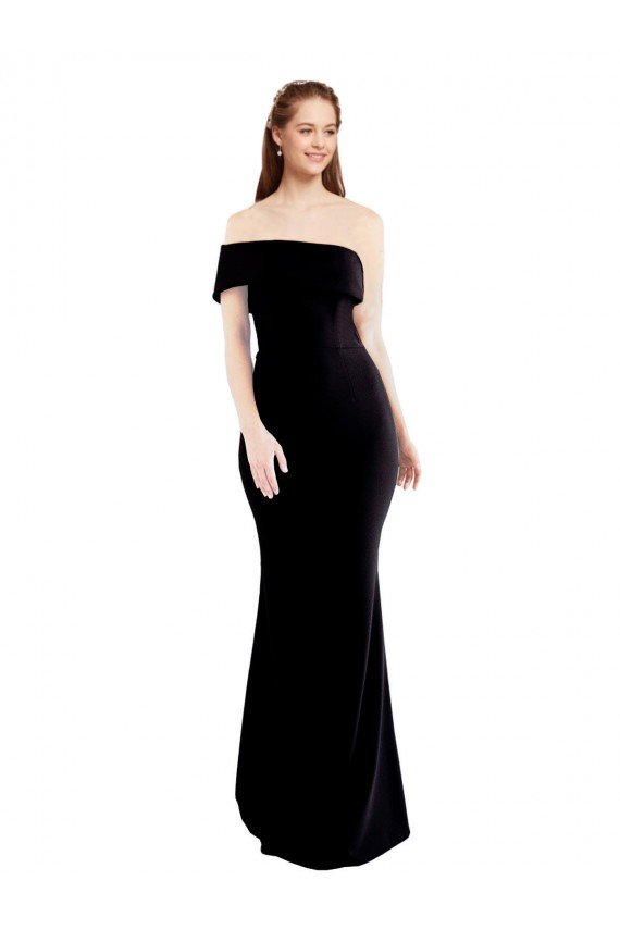 Sydney Asymmetrical Draped Off the Shoulder Banded Formal Crepe Bridesmaid Dress / Prom Dress
