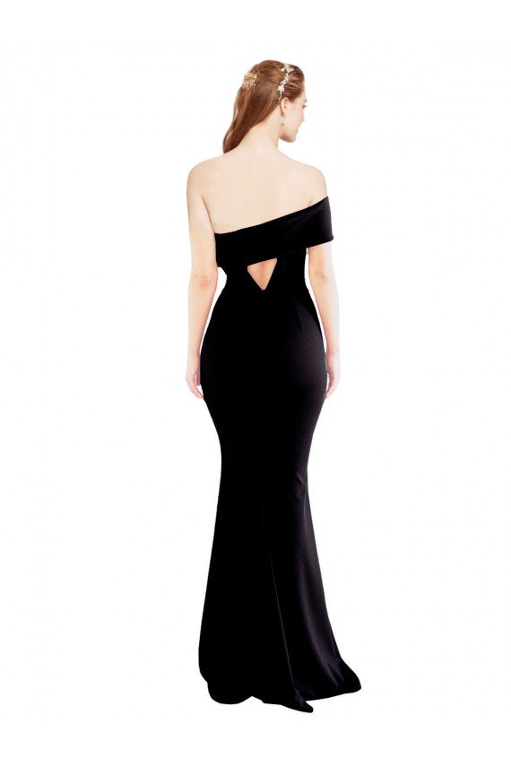 Sydney Asymmetrical Draped Off the Shoulder Banded Formal Crepe Bridesmaid Dress / Prom Dress
