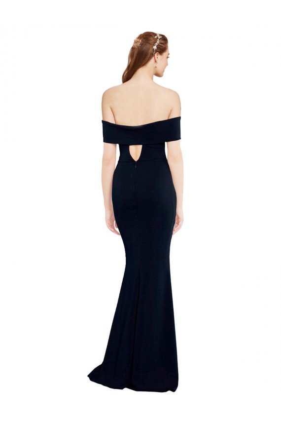 Sydney Off the Shoulder Fitted Formal Crepe Bridesmaid Dress / Prom Dress with Back Cut Out