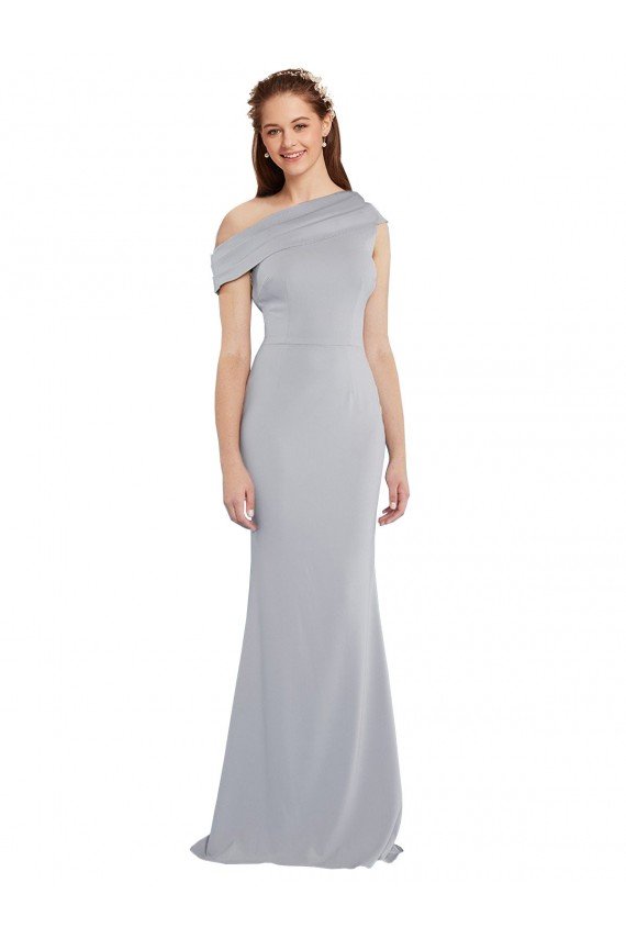 Sydney Off the Shoulder Asymmetrical Mermaid Formal Crepe Bridesmaid Dress / Prom Dress