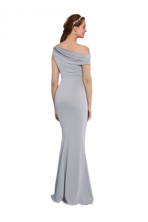 Sydney Off the Shoulder Asymmetrical Mermaid Formal Crepe Bridesmaid Dress / Prom Dress