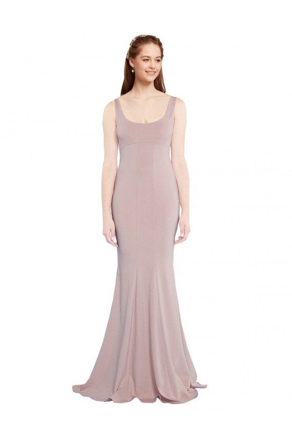Sydney Sleeveless Scoop Neck Fully Lined Formal Crepe Bridesmaid Dress / Prom Dress