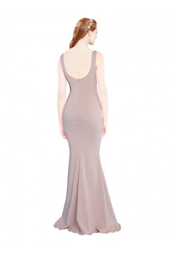 Sydney Sleeveless Scoop Neck Fully Lined Formal Crepe Bridesmaid Dress / Prom Dress