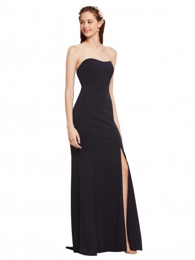 Shop Strapless Bodycon Long Formal Crepe Bridesmaid Dress / Prom Dress with High Slit Sydney