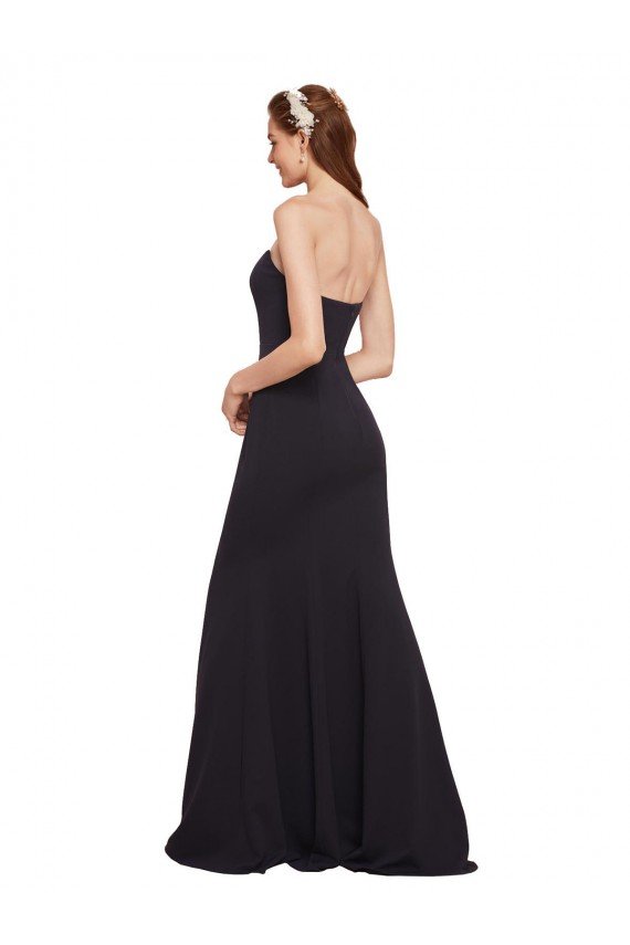 Sydney Strapless Bodycon Long Formal Crepe Bridesmaid Dress / Prom Dress with High Slit