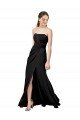 Sydney Strapless Fit and Flare Long Formal Crepe Bridesmaid Dress / Prom Dress with Knot and Slit