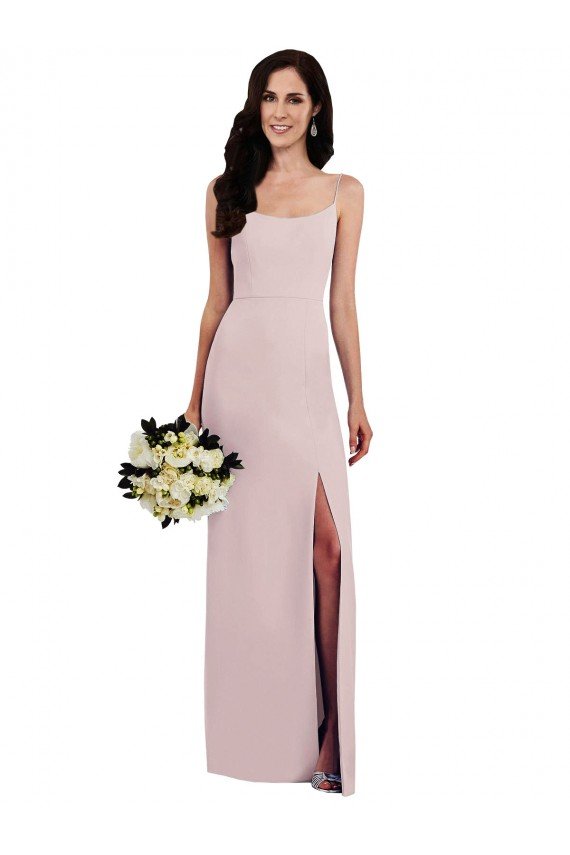 Sydney Spaghetti Strap V Back Formal Crepe Bridesmaid Dress / Prom Dress with Front Slit