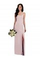 Sydney Spaghetti Strap V Back Formal Crepe Bridesmaid Dress / Prom Dress with Front Slit