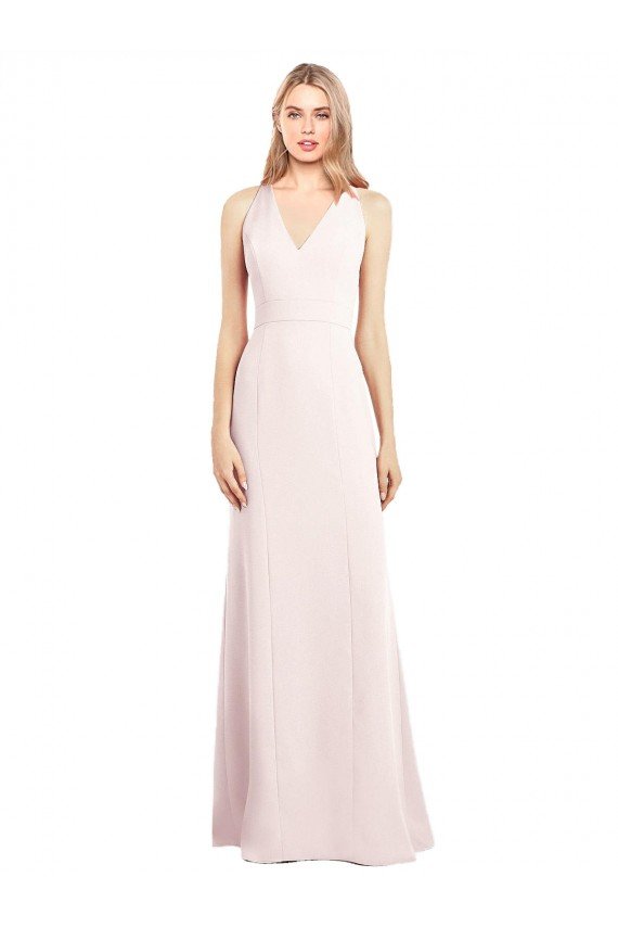 Sydney V-Neck Keyhole Back Crepe Trumpet Bridesmaid Dress / Prom Dress