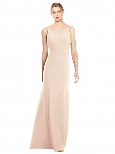 Sydney V-Spaghetti Strap Open Back Bateau Neck Trumpet Bridesmaid Dress / Prom Dress