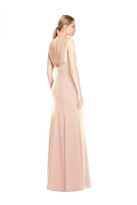 Sydney V-Spaghetti Strap Open Back Bateau Neck Trumpet Bridesmaid Dress / Prom Dress